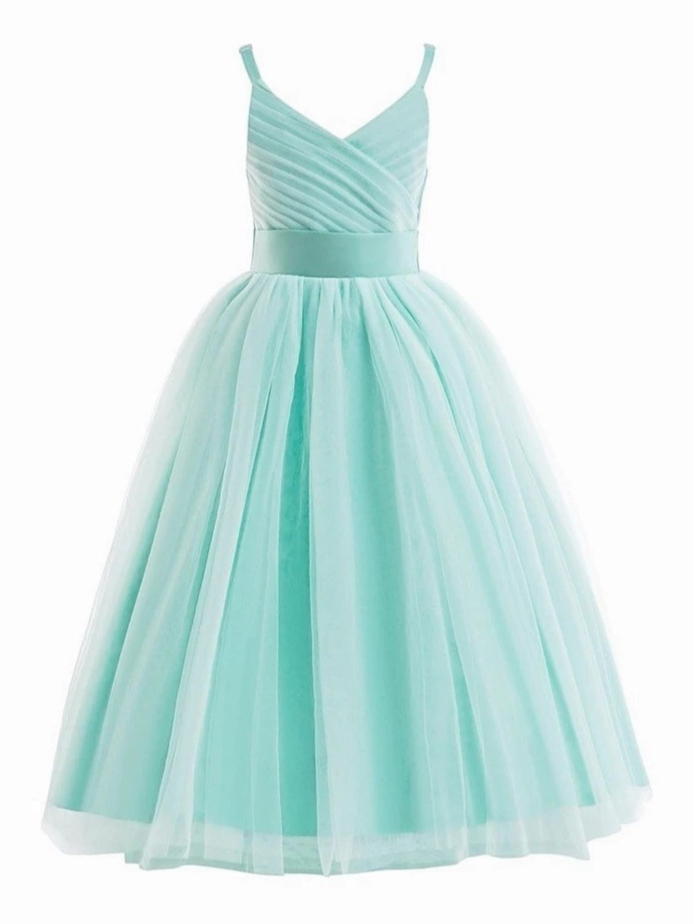 Girls Formal Tulle Dress in Pale Turquoise Size 7-8 Like New